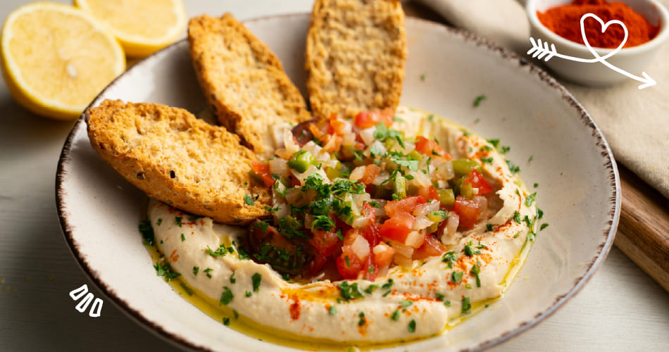 proteína vegetal hummus