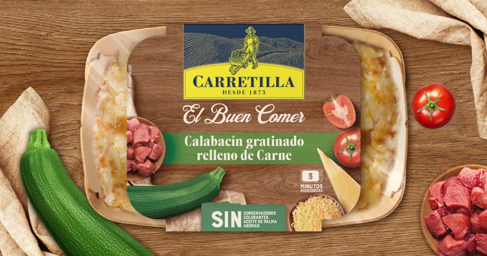 calabacín relleno de carne y gratinado