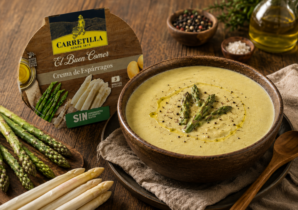 crema de espárragos lista para comer refrigerada de Carretilla